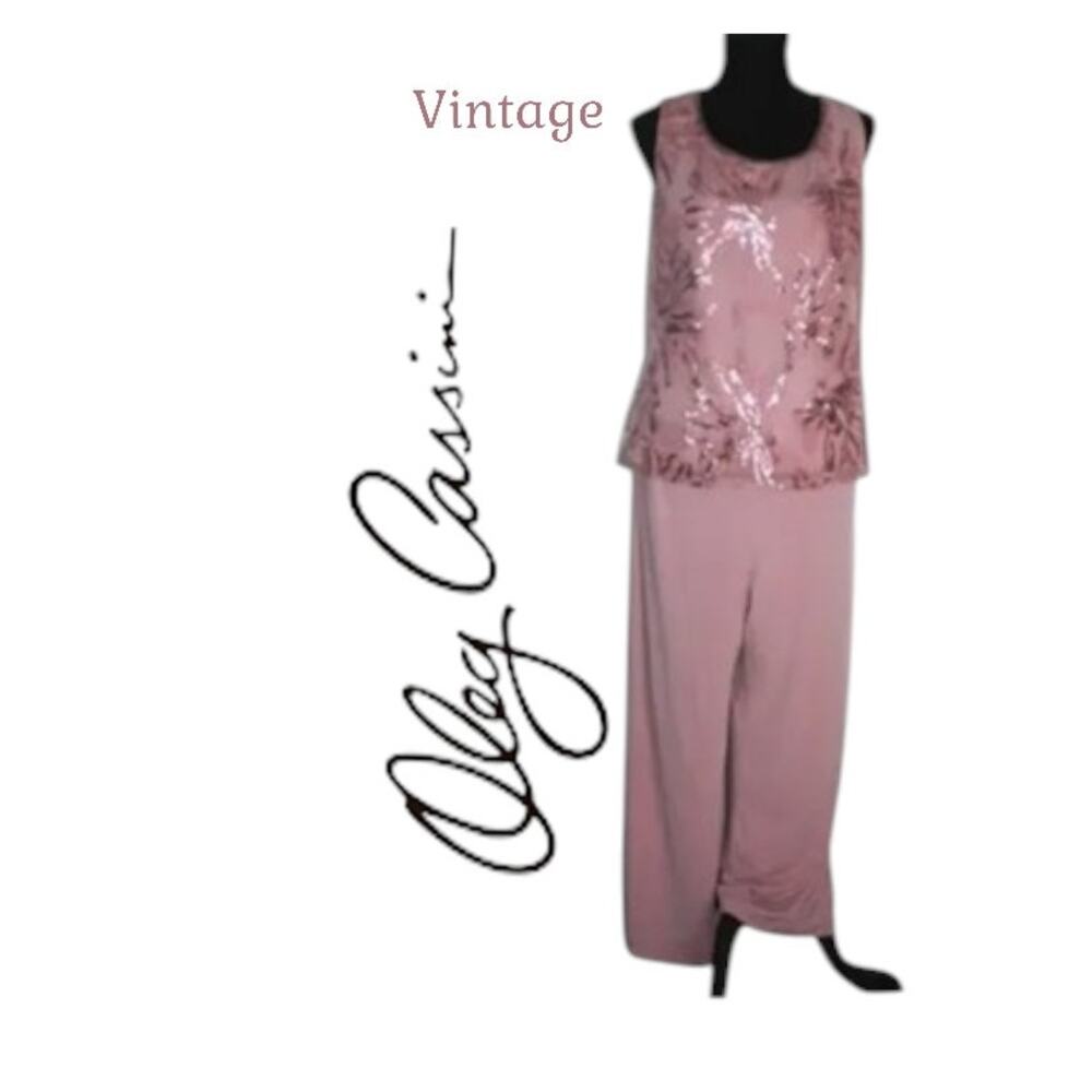 Oleg Cassini Special Occasion Pink Wide Leg Jumpsuit